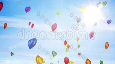 心气球漂浮在蓝天上
